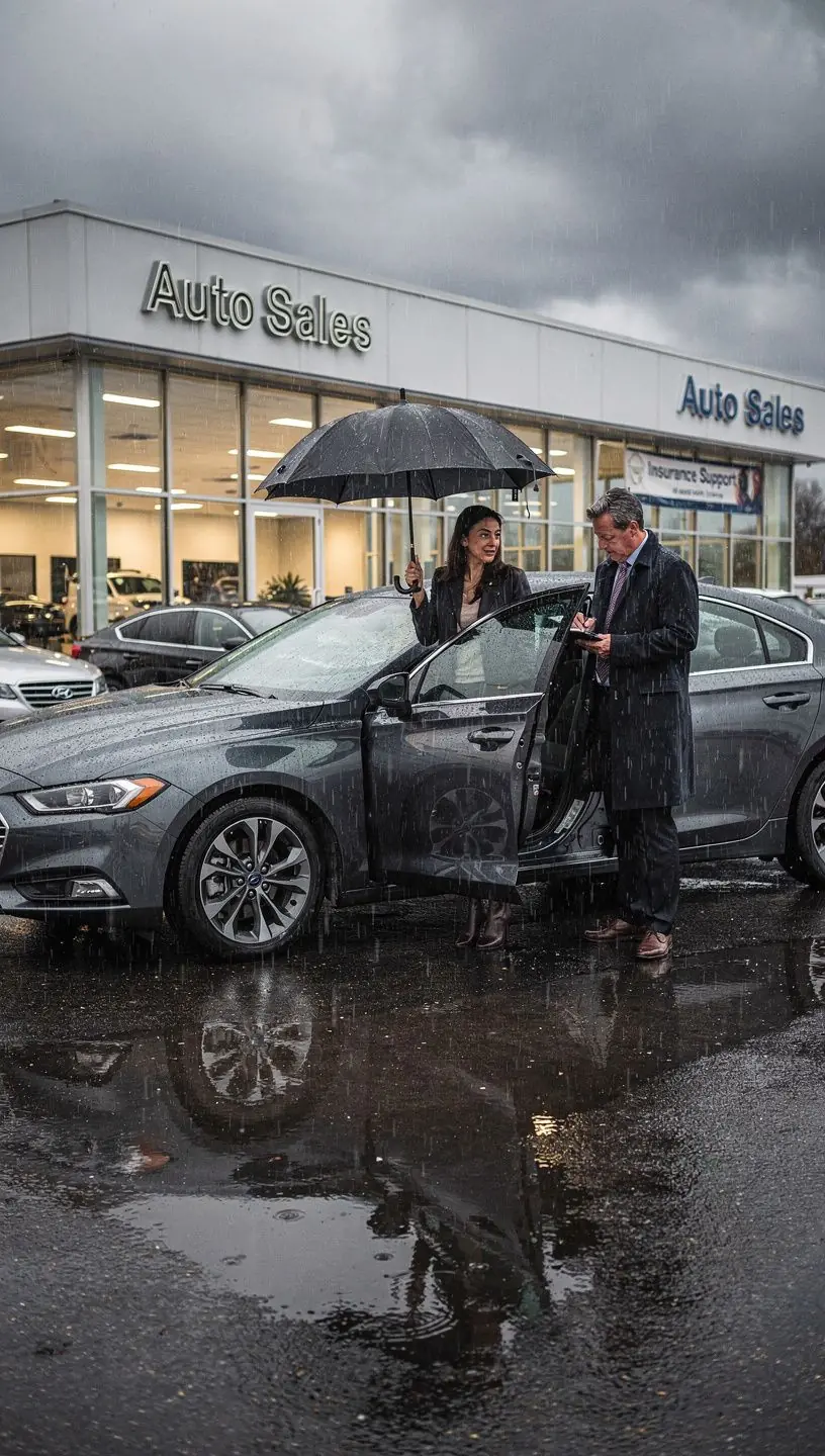 Счастливая семья за рулем нового автомобиля, отражающая уверенность в защите на дороге.