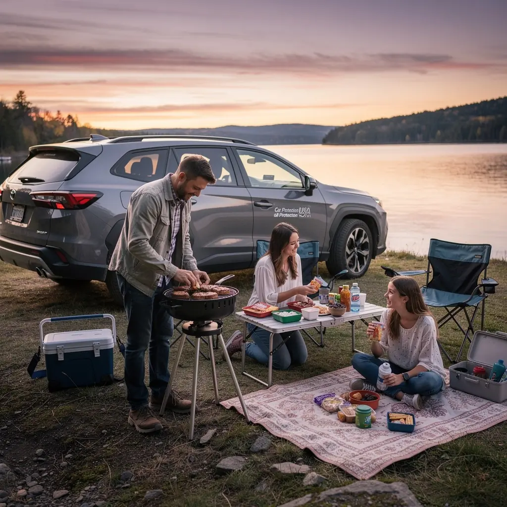 Изображение автомобиля с защитной пленкой на кузове, символизирующее надежную страховку.