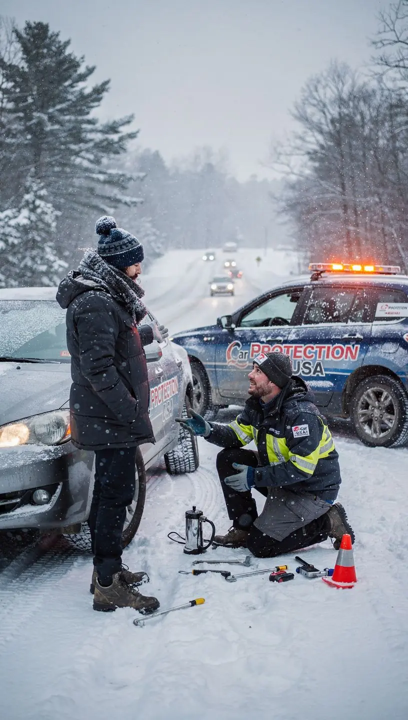 Изображение автомобиля с защитной пленкой и логотипом страховой компании.